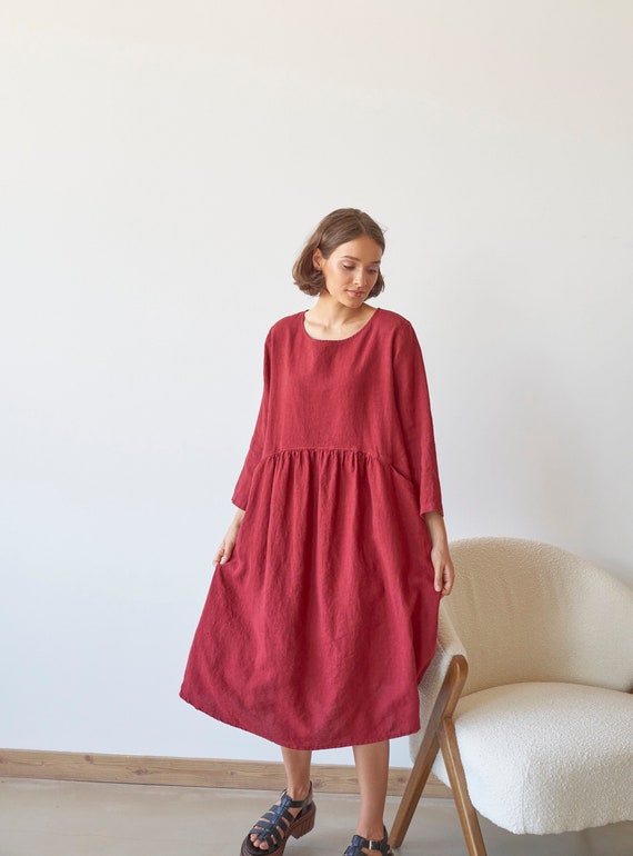 Round Neck Cropped Sleeves Pocket Dress Round Neck Cropped Sleeves Pocket Dress