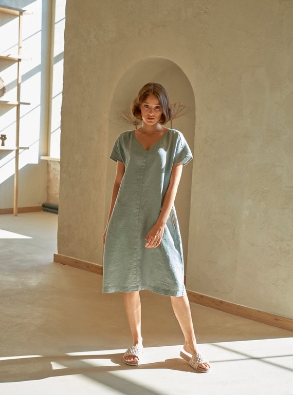 knee length dresses for ladies Lucie Linen Mini Dress main image 0