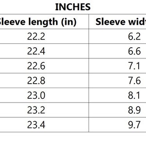 Linen Feels women's linen clothing US sizing table in inches
