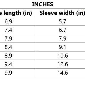 Linen Feels women's linen clothing US sizing table in inches