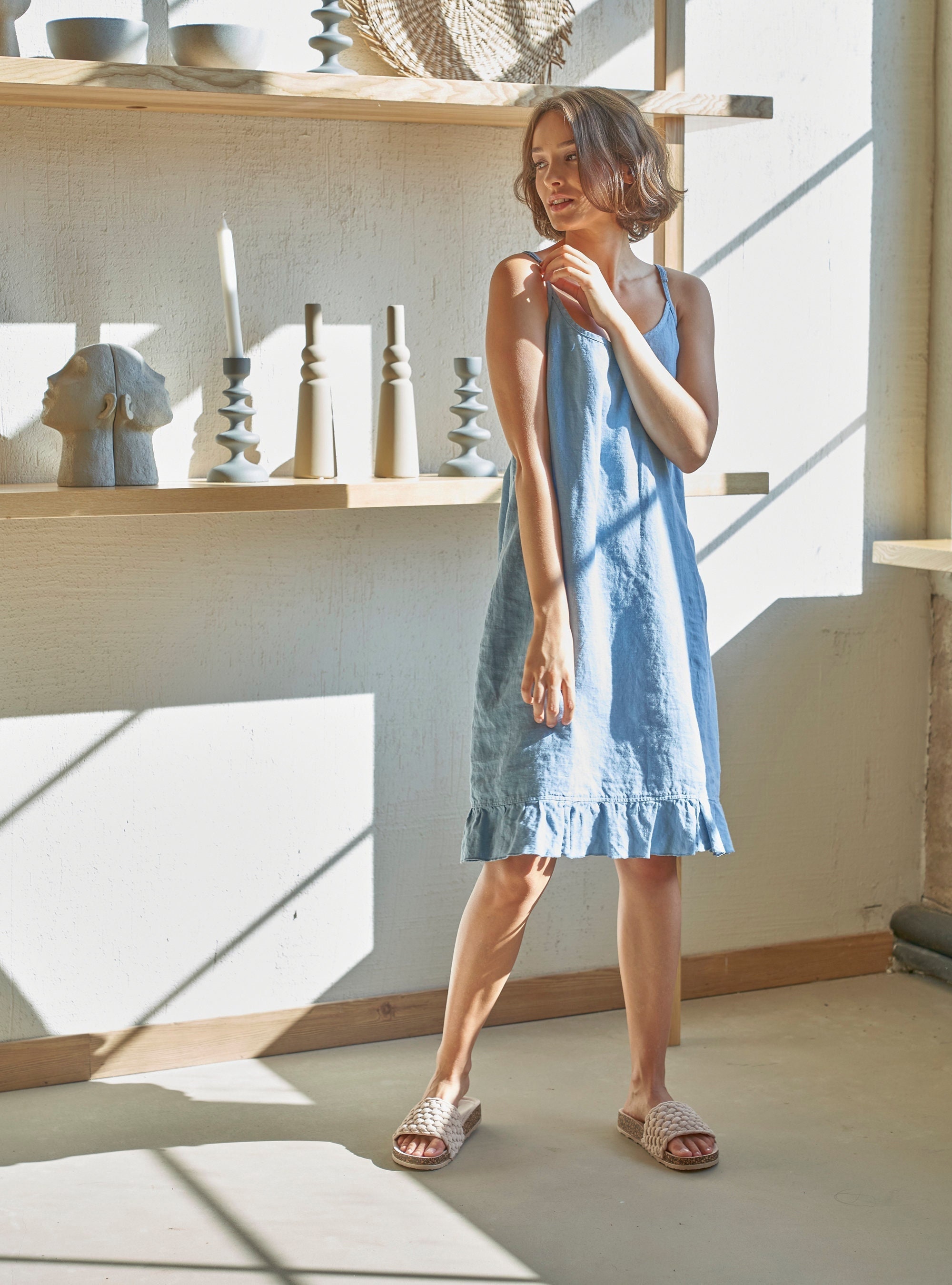 chinese dress ladies Cooper Linen Sleeveless Mini Dress