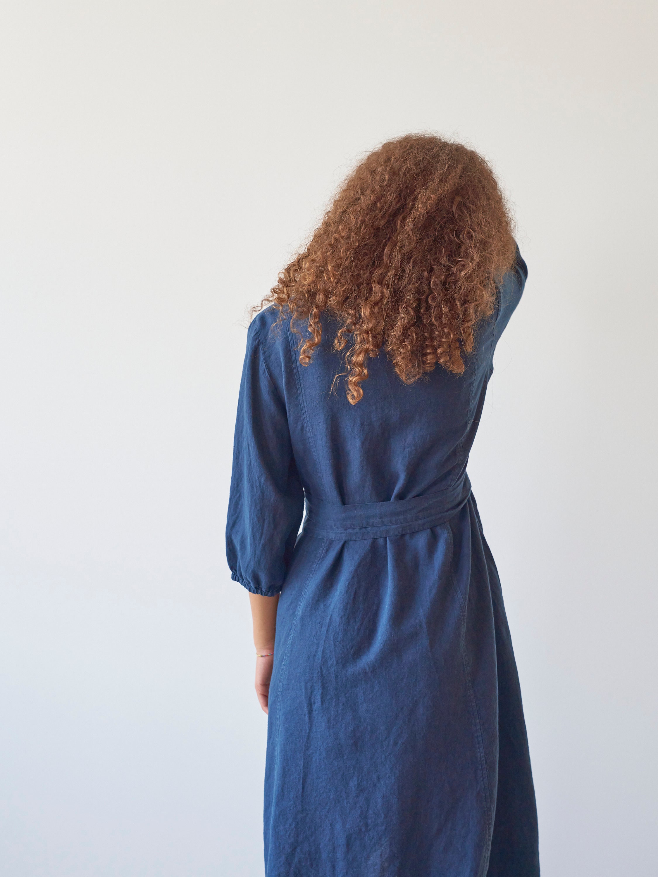 Navy Wrap High Low Linen Dress With Pockets, Blue Wrap Linen Dress With  Belt, Gathered Sleeves Dress, Asymmetrical Hemline PASSION in Navy - Etsy