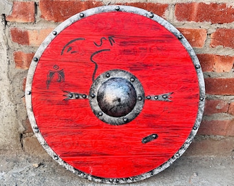 Battleworn Viking Shield, Medieval Round Wooden Shield - Wall Art Decor