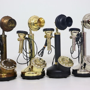 Brass Candlestick Telephone - 1920's Style Vintage Reproduction Landline Rotary dial Working Collectible Home Decor Telephone Gift .