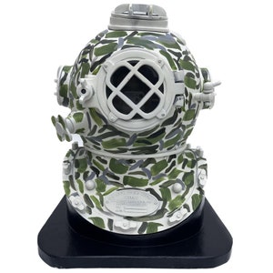 Scuba diving helmet | US navy mark V divers helmet | Deep diving helmet | White Green antique marine diving helmet