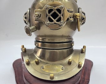 U.S Navy Mark V Marine Scuba Diving Divers Helmet Brass Antique Diving Helmet, (Miniature 6") Diving Helmet