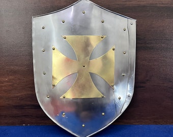 Medieval Knight Crusader Cross Shied ~, Larp Reenactment Cosplay Shield ~ , Functional Armour Knight Battle Shield Handmade ~ Best gift