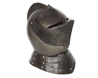 Casco de caballero medieval hecho a mano / Acero calibre 18, armadura SCA LARP