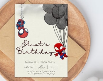 Spiderman Birthday Invitation | Printable | Digital Download | EDITABLE | Evita | CanvasTemplate