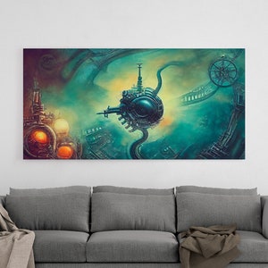 Industrial Sci Fi Canvas Wall Art, Futuristic City Art, Dystopian Modern Abstract Wall Decor, Unique Avant Garde Art, Gift For Dad