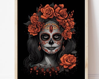 La Catrina Art Print or Canvas, Day of the Dead Woman, Mexican Heritage