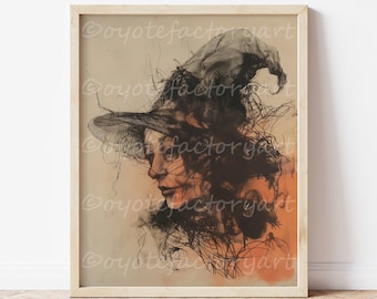 Victorian Witch Poster Print or Canvas, Dark Academia Home Decor, Halloween Fall Goth Witchcraft, Gothic Girl Art