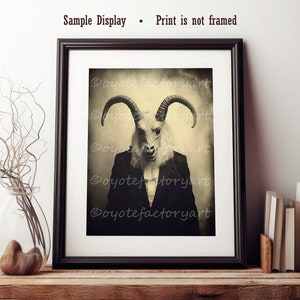 Baphomet Devil Goat Vintage Gothic Photography Poster Print or Canvas, Antique Dark Wall Art, Evil Satan Pagan Home Decor
