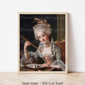 Marie Antoinette Let Them Eat Sushi Poster Print or Canvas,Funny Rococo Altered Art Gift, Vintage Kitchen Decor, Funny Victorian Painting