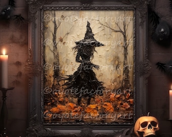 Forest Witch Art Print, Dark Academia, Gothic Halloween Decor