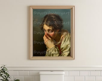 Funny Bathroom Painting Poster Print or Canvas, Toilet Humor Gift, Woman Stinky Amusing Restroom  Art