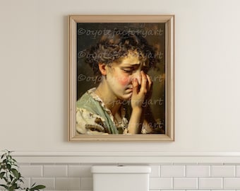 Funny Bathroom Painting Poster Print or Canvas, Toilet Humor Gift, Woman Stinky Amusing Bathroom Art Restroom Home Decor, Gift For Friend