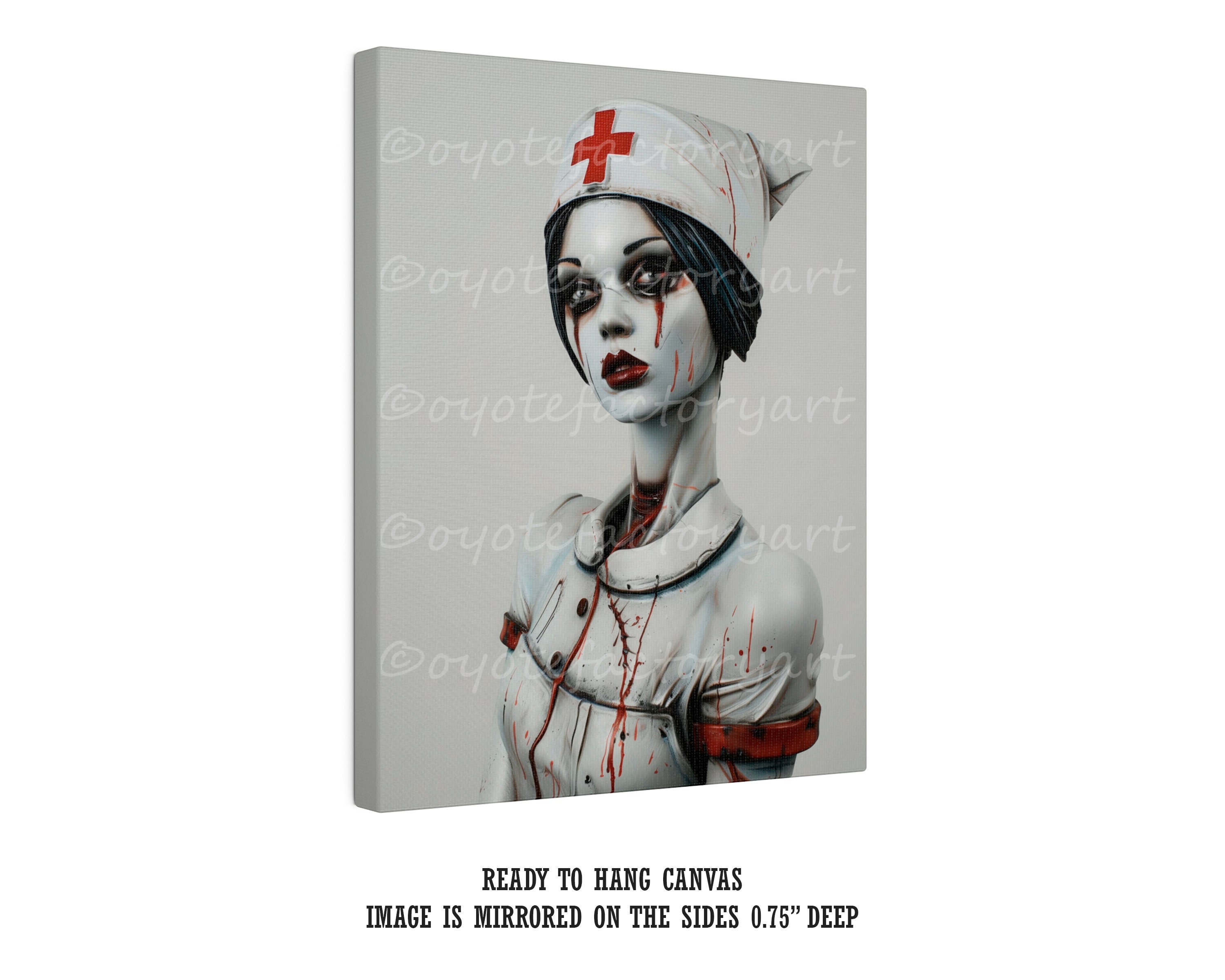 Creepy Gothic Nurse Poster Print or Canvas, Scary Wall Art, Spooky Home ...