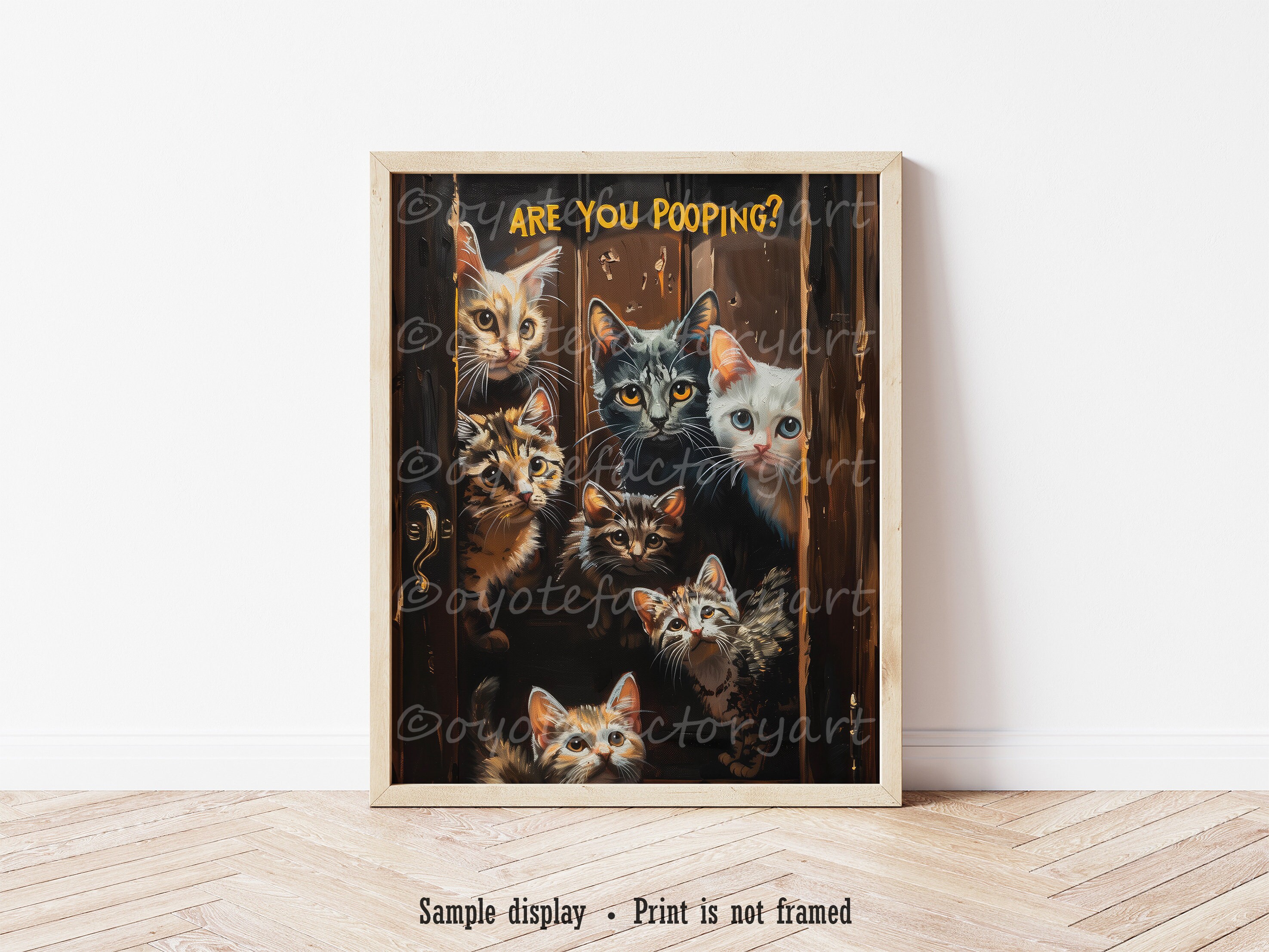 Are You Pooping Cat Poster Print or Canvas, Toilet Humor Gift Painting ...