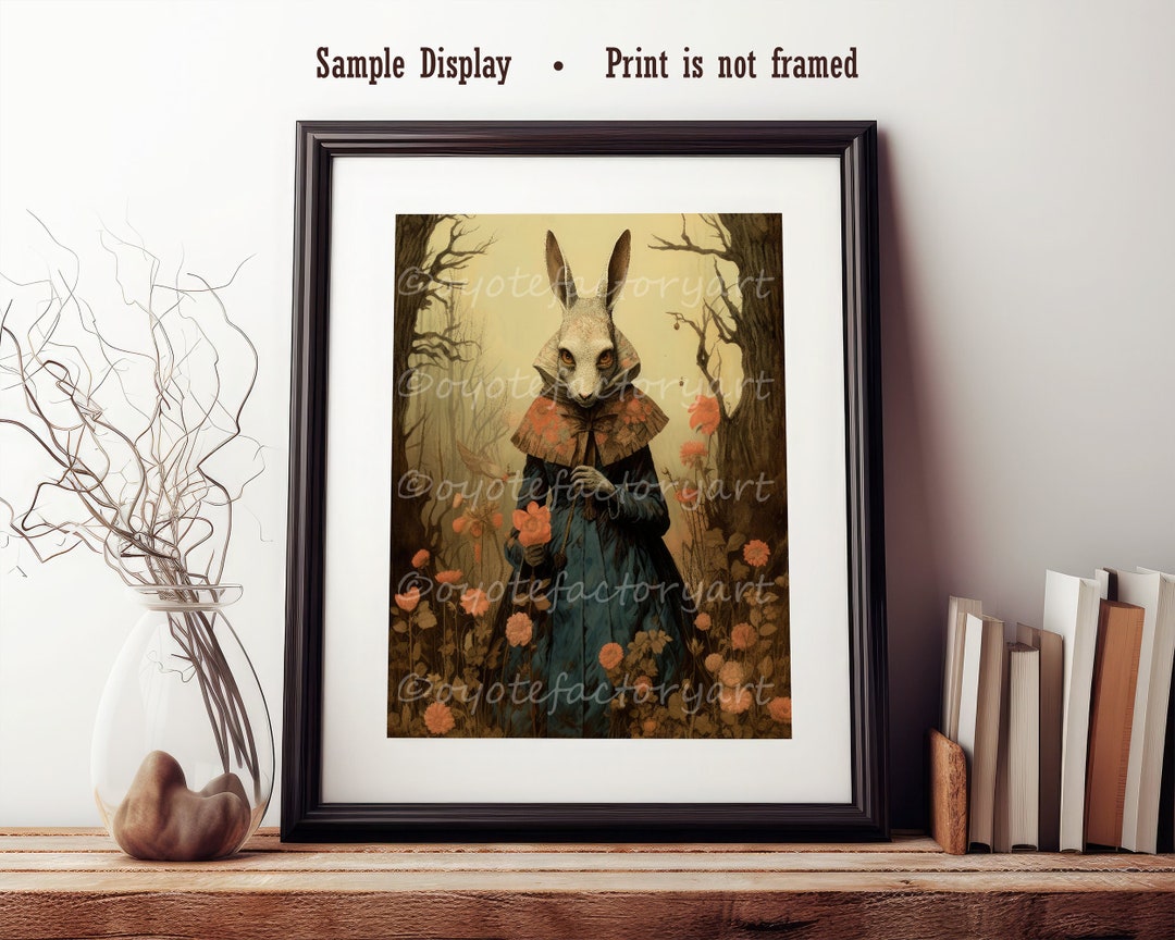 Victorian Rabbit Poster Print or Canvas, Woodland Animal Home Decor ...