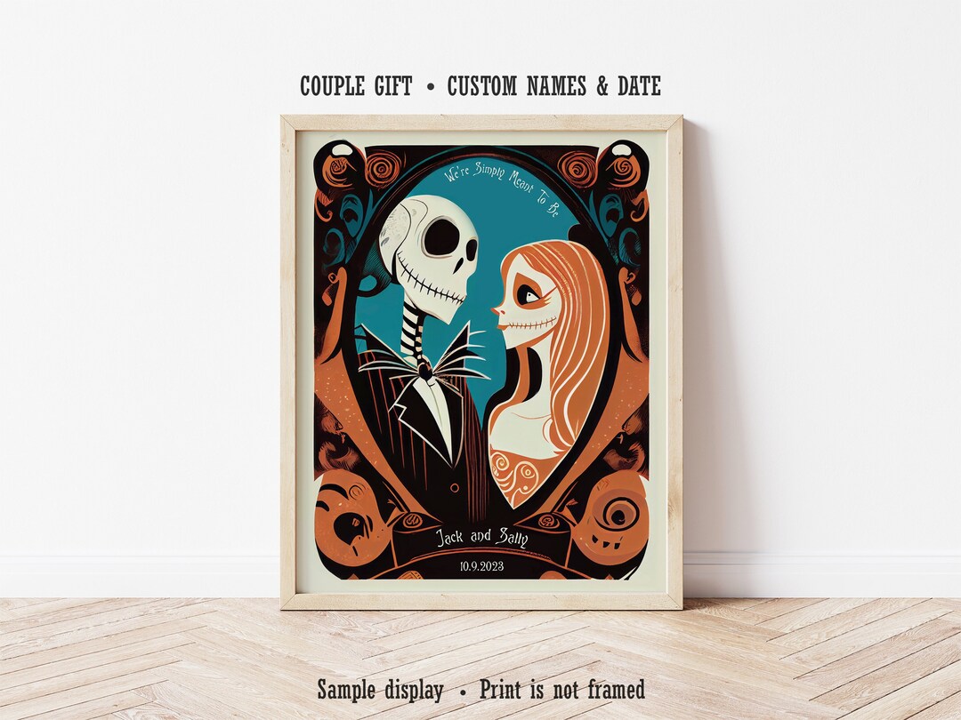 Personalized Names and Date Nightmare Before Christmas, Jack and Sally Simply Meant to Be Retro