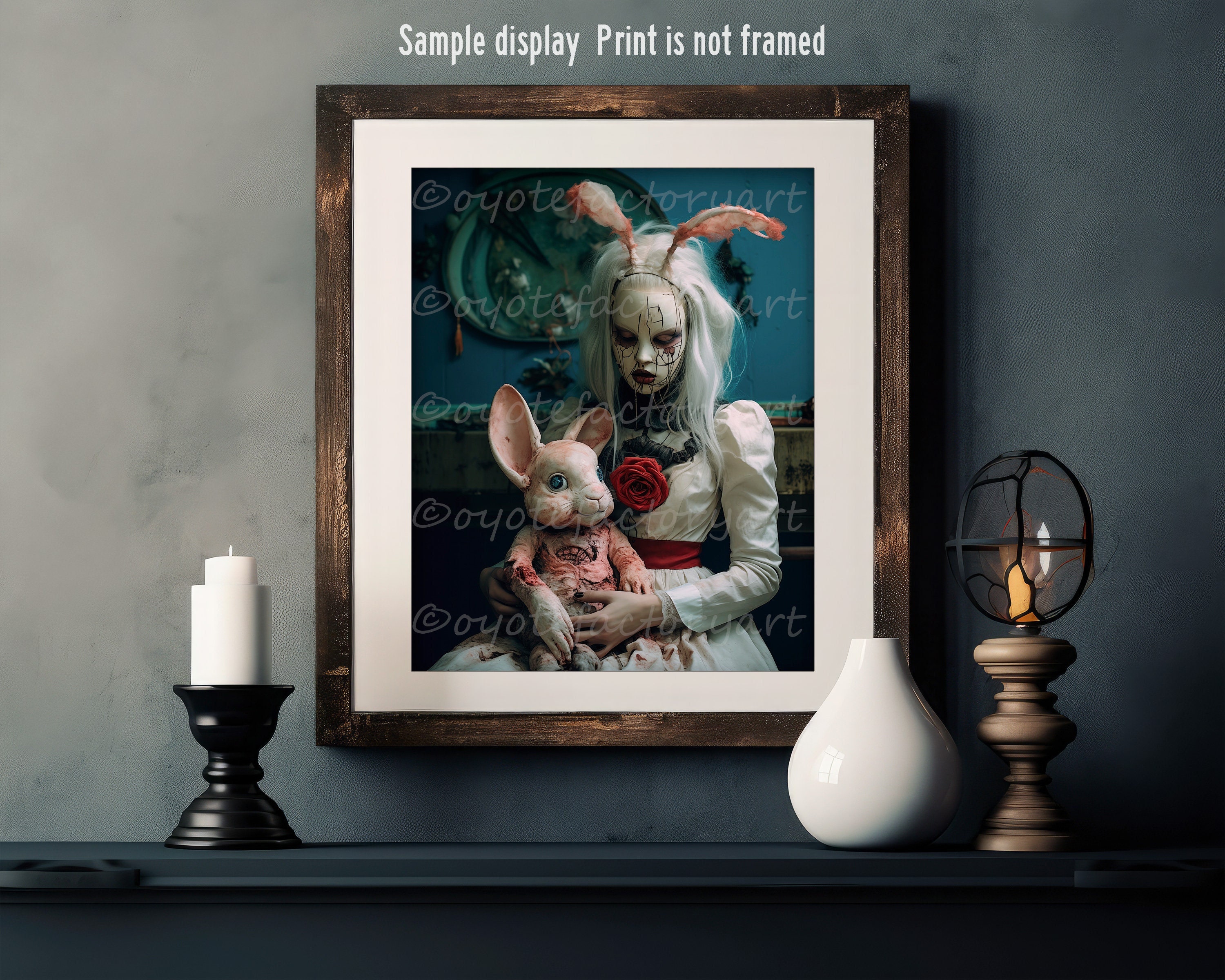 Spooky Rabbit Painting Horror Creepy Bunny Cute Girl, Weird Spooky Rabbit Mask, Scary Poster ...