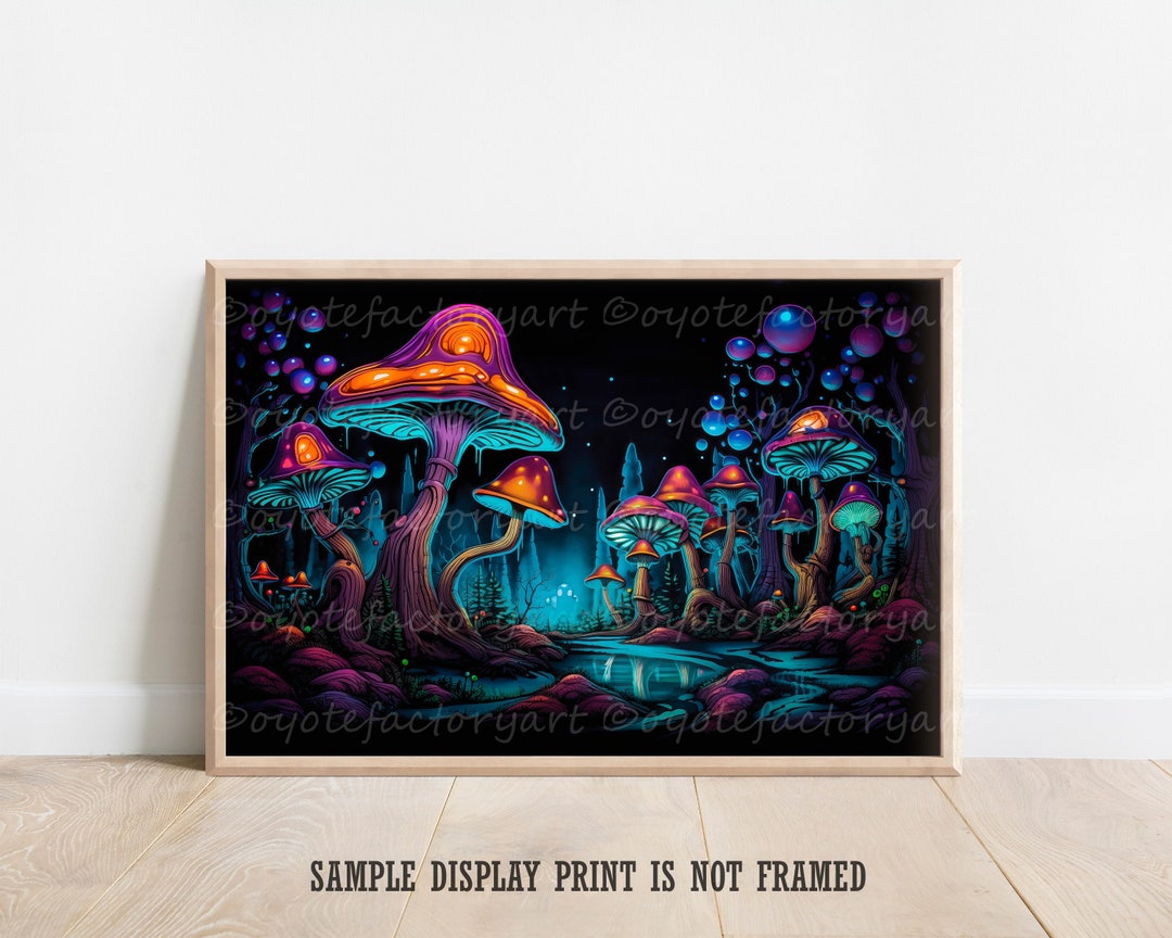 Magic Fantasy Glowing Mushroom Forest Poster Print or Canvas Wrapped ...