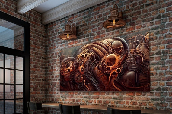 Dystopian Wall Canvas Steampunk Wall Art AI Created Art