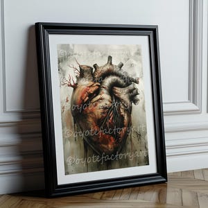 Dark Romantic Horror Gift | Creepy Human Heart Art | Spooky Gothic Lover Poster or Canvas | Disturbing Macabre Decor