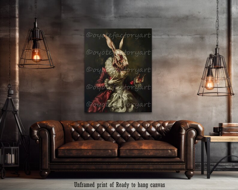 Imaginary Rabbit Horror Horror Victorian Creepy Rabbit Poster Print or Canvas, Spooky Bunny ...
