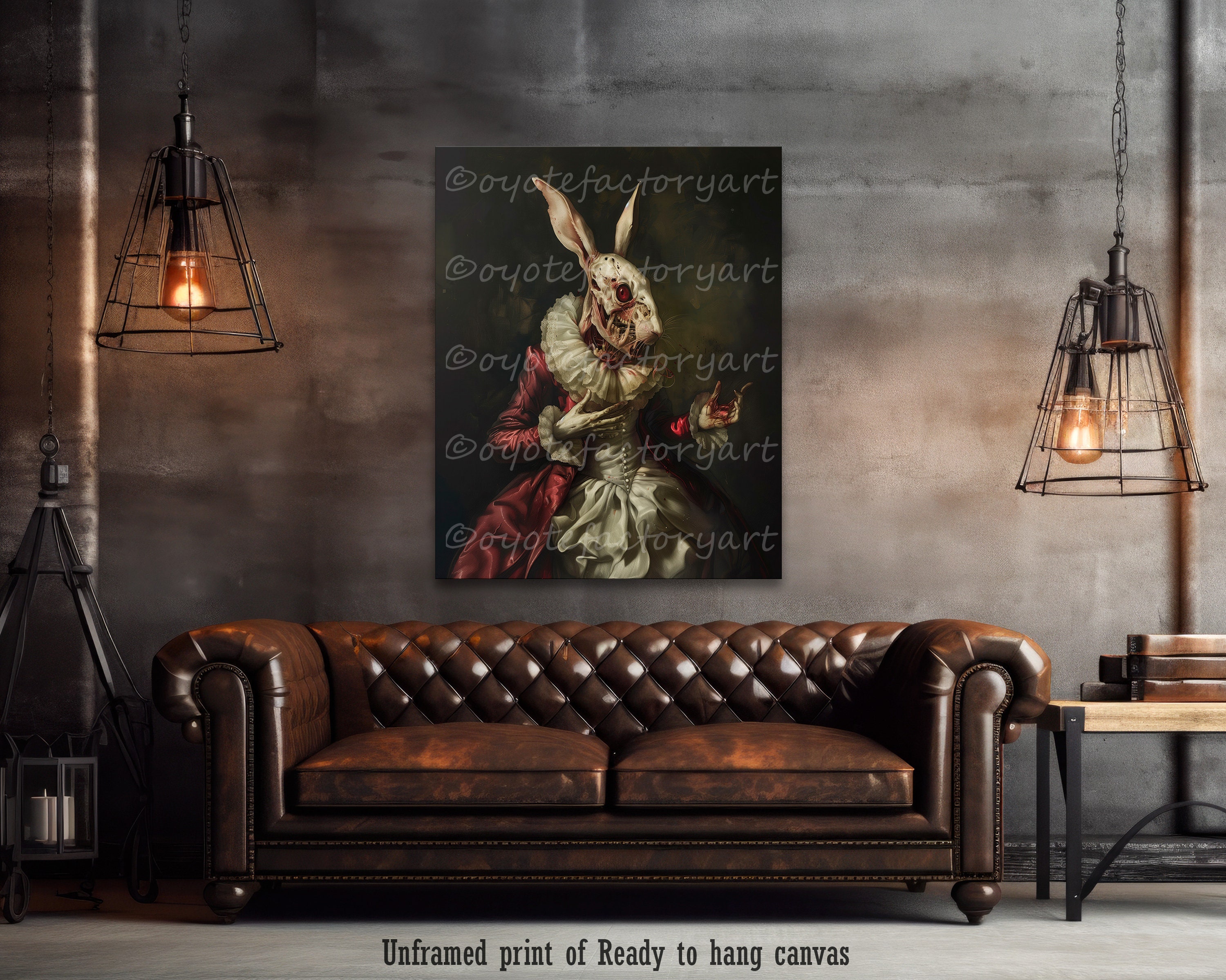 Spooky Rabbit Painting Horror Victorian Creepy Rabbit Poster Print or Canvas, Spooky Bunny ...