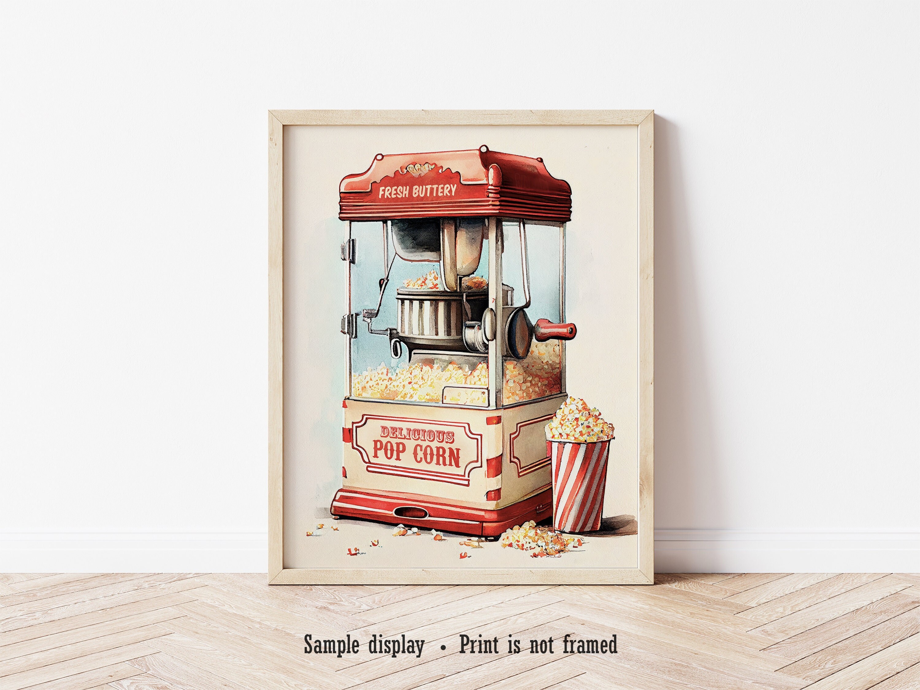 Retro Popcorn Machine Print or Canvas Wrapped Nostalgic Etsy