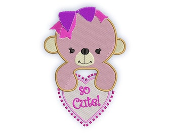 Bear So Cute set of 5 sizes/ Embroidery Digital File / Machine Embroidery Digitizing / Embroidery Design