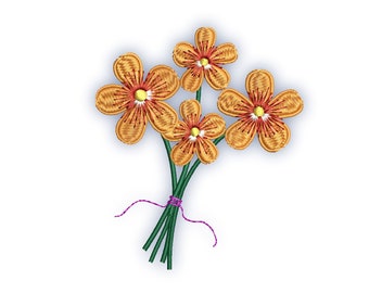 Flower Bouquet set of 4 sizes/ Embroidery Digital File / Machine Embroidery Digitizing / Embroidery Design