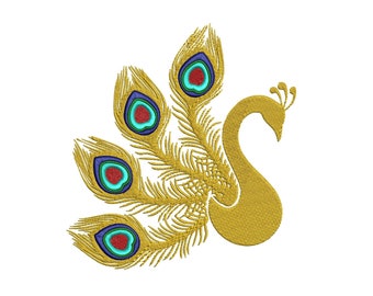 Peacock Design set of 5 sizes / Embroidery Digital File / Machine Embroidery Digitizing / Embroidery Design