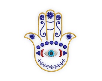 Hamsa Hand with Eye set of 5 sizes / Evil Eye/ Nazar Eye / Embroidery Digital File / Machine Embroidery Digitizing / Embroidery Design