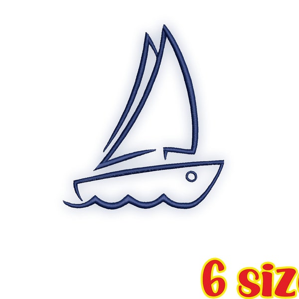 Sailing Boat Outline set of 6 sizes / Embroidery Digital File / Machine Embroidery Digitizing / Embroidery Design
