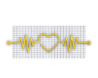 Heartbeat Chart with heart set of 6 sizes / Embroidery Digital File / Machine Embroidery Digitizing / Embroidery Design