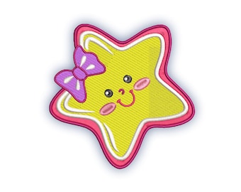 Cute Smiling Star set of 5 sizes / Embroidery Digital File / Machine Embroidery Digitizing / Embroidery Design