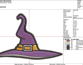 Witch Hat Embroidery Digital File / Machine Embroidery Digitizing / Embroidery Design