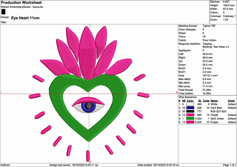 Eye in Heart set of 7 Sizes / Embroidery Digital File / Machine Embroidery Digitizing / Embroidery Design image 7