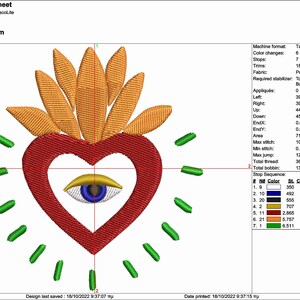 Eye in Heart set of 7 Sizes / Embroidery Digital File / Machine Embroidery Digitizing / Embroidery Design image 5