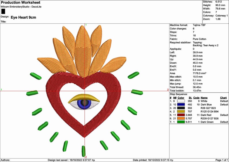 Eye in Heart set of 7 Sizes / Embroidery Digital File / Machine Embroidery Digitizing / Embroidery Design image 5