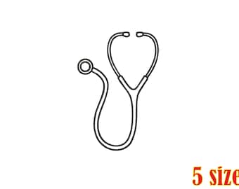 Stethoscope Outline set of 5 sizes/ Embroidery Digital File / Machine Embroidery Digitizing / Embroidery Design
