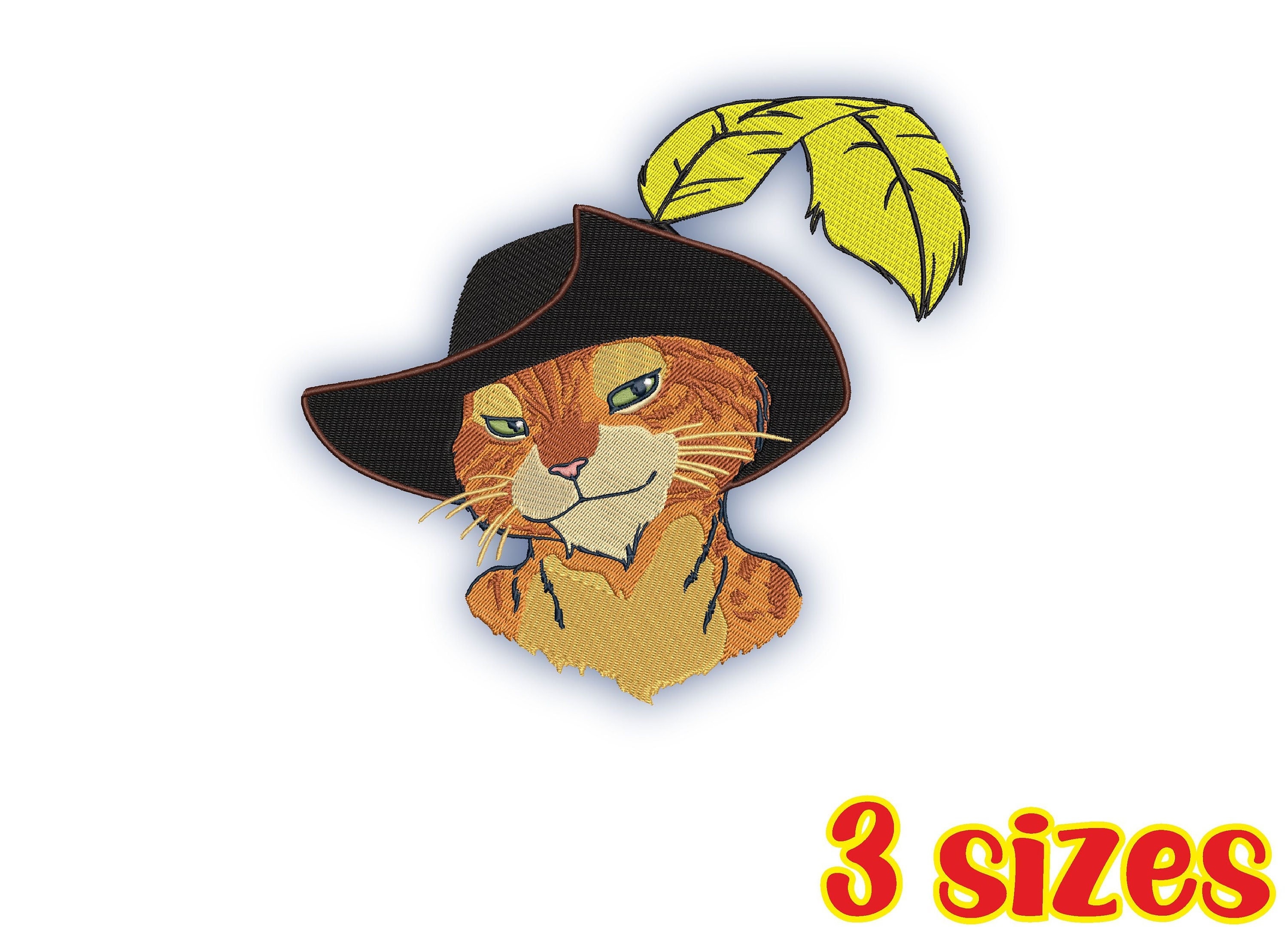 Puss With Hat Set of 3 Sizes/ Cat in Boots / Embroidery Etsy