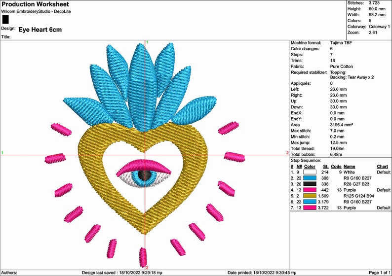 Eye in Heart set of 7 Sizes / Embroidery Digital File / Machine Embroidery Digitizing / Embroidery Design image 2