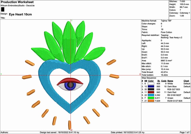 Eye in Heart set of 7 Sizes / Embroidery Digital File / Machine Embroidery Digitizing / Embroidery Design image 6