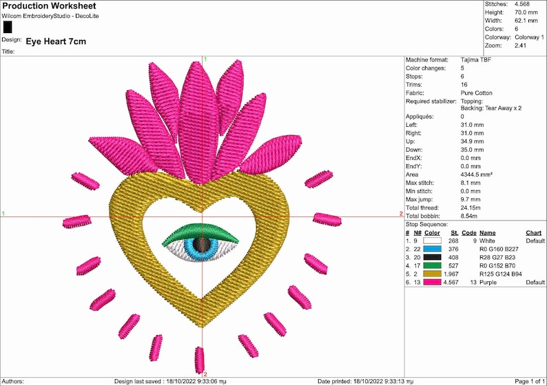 Eye in Heart set of 7 Sizes / Embroidery Digital File / Machine Embroidery Digitizing / Embroidery Design image 3