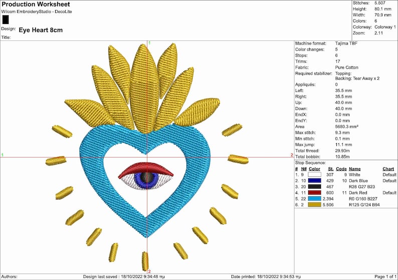 Eye in Heart set of 7 Sizes / Embroidery Digital File / Machine Embroidery Digitizing / Embroidery Design image 4