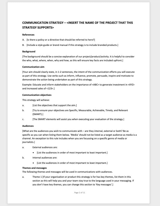 Communication Strategy Template - Etsy Australia
